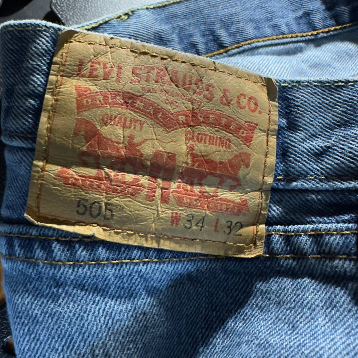 Levis 505 Regular Fit Jean Men 34x32 Blue Straight Leg Denim