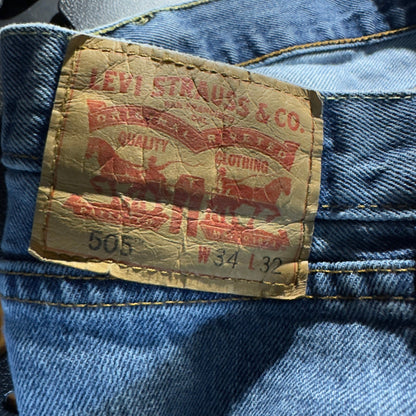 Levis 505 Regular Fit Jean Men 34x32 Blue Straight Leg Denim