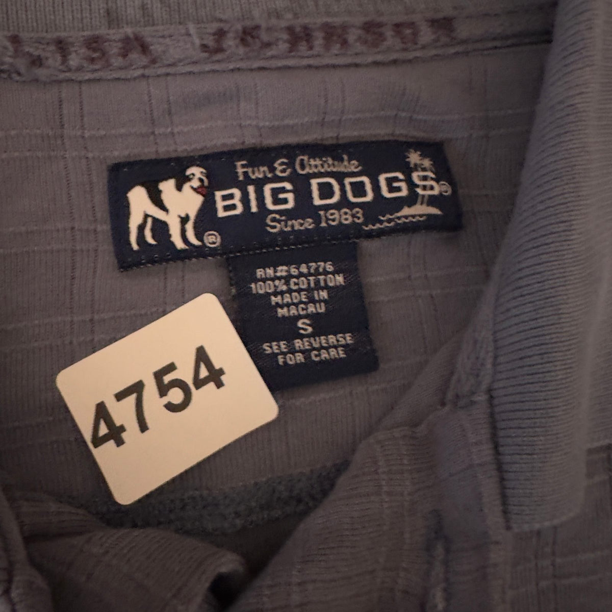 Big Dogs Polo Mens S Slate Blue Tonal Check Casual