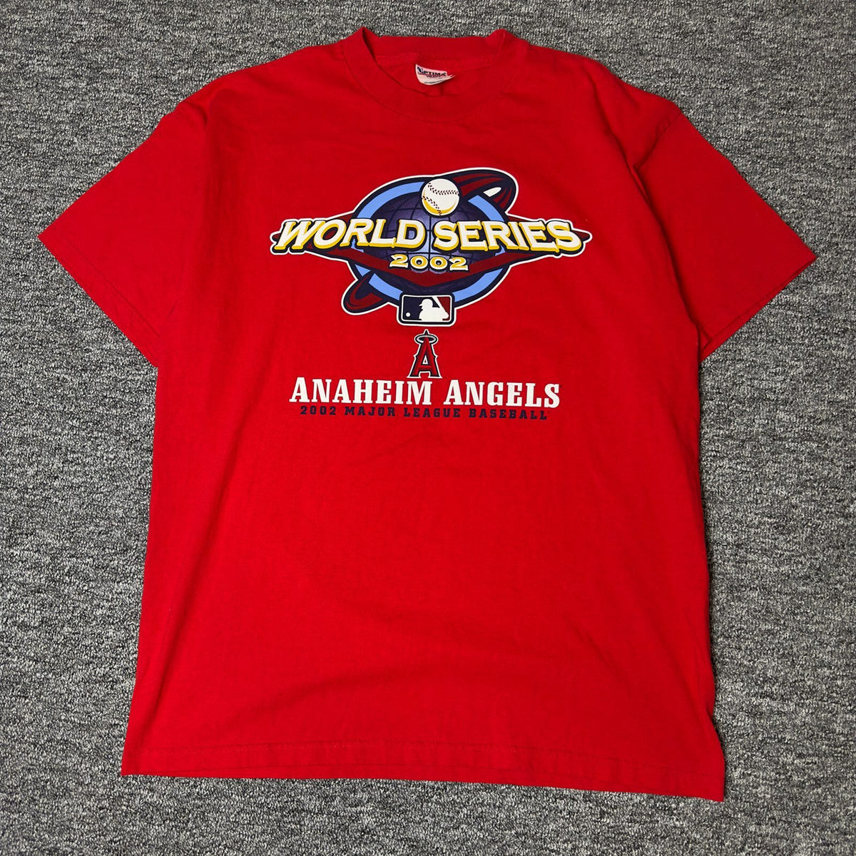 Vintage 2002 Anaheim Angels World Series MLB Tee XL Red
