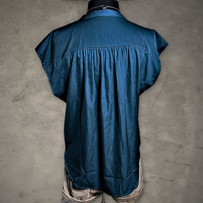Banana Republic Cap Sleeve Blouse Womens S Teal Minimalist