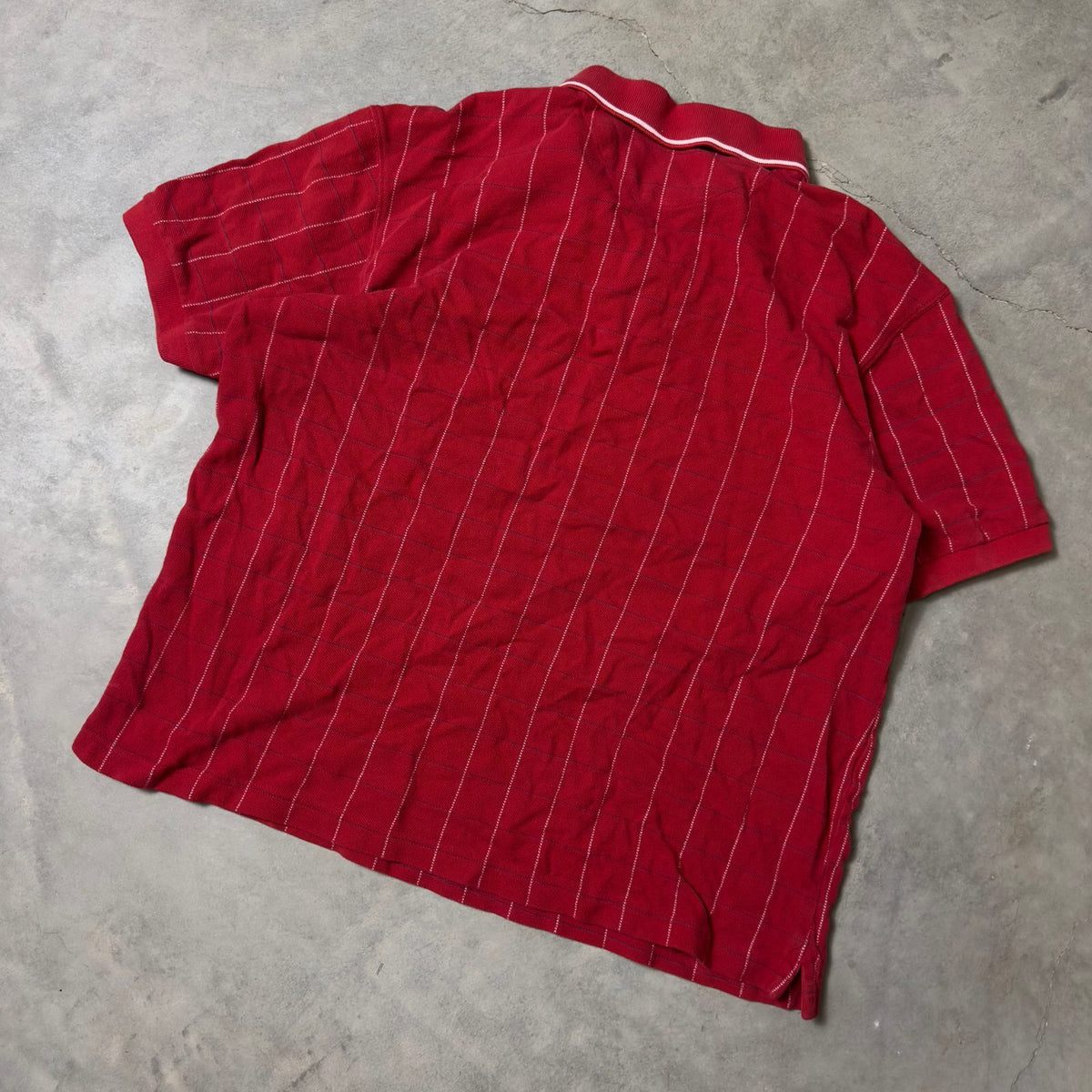 Chaps Ralph Lauren Red Striped Polo Mens L Cotton
