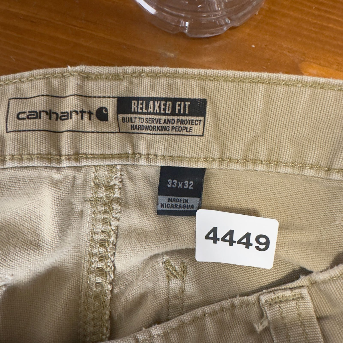 Carhartt Relaxed Fit Pants Mens 33x32 Khaki Baggy Workwear
