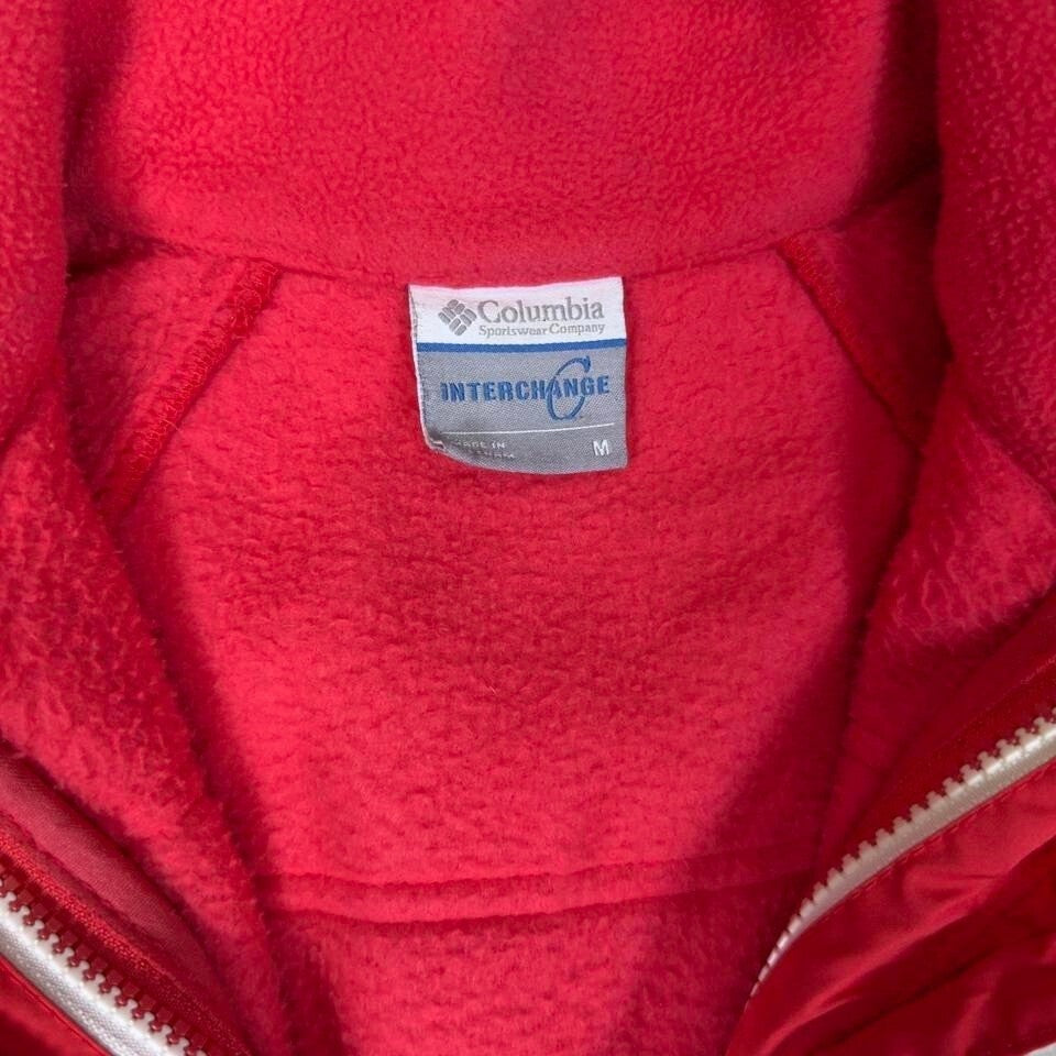 Columbia Interchange Jacket Womens Medium Gray Red Hooded Shell Coat