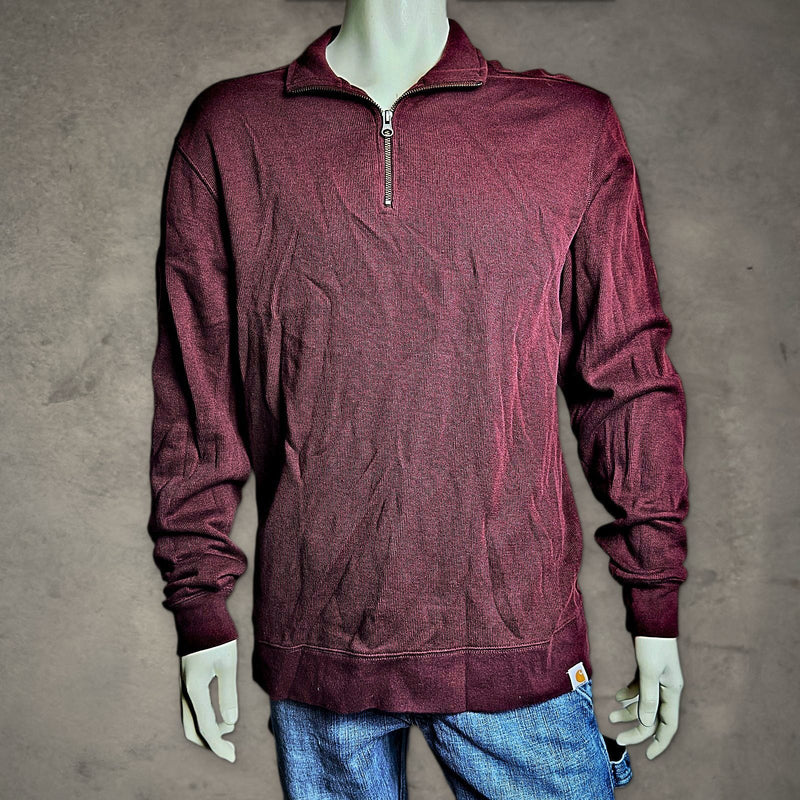 Carhartt Quarter Zip Sweatshirt Mens L Burgundy Workwear