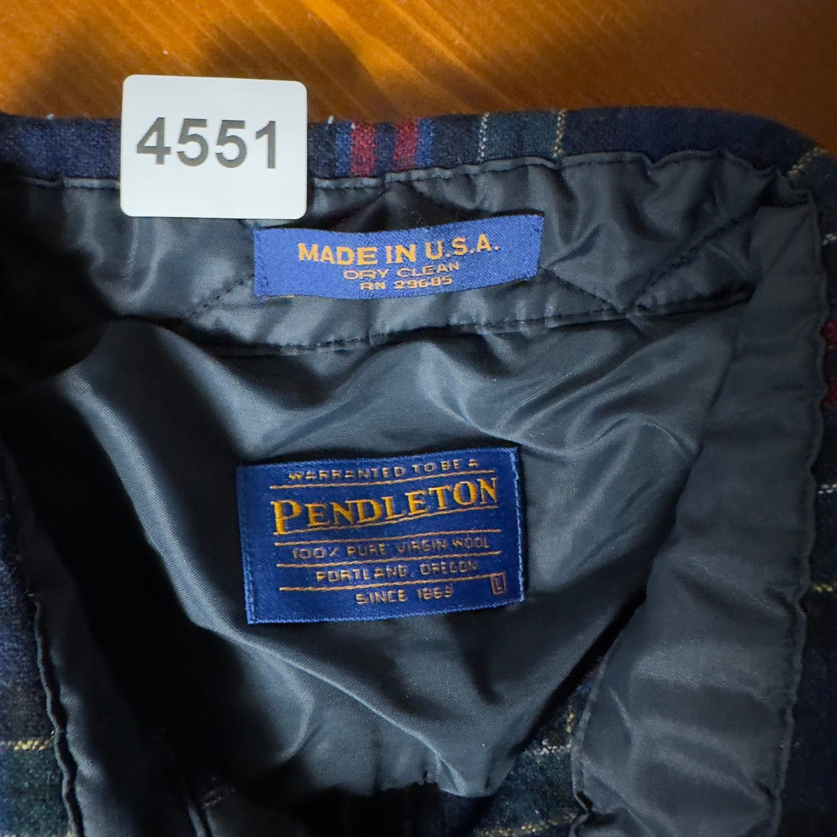 Pendleton Wool Flannel Shirt Mens L Navy Tartan Plaid Preppy
