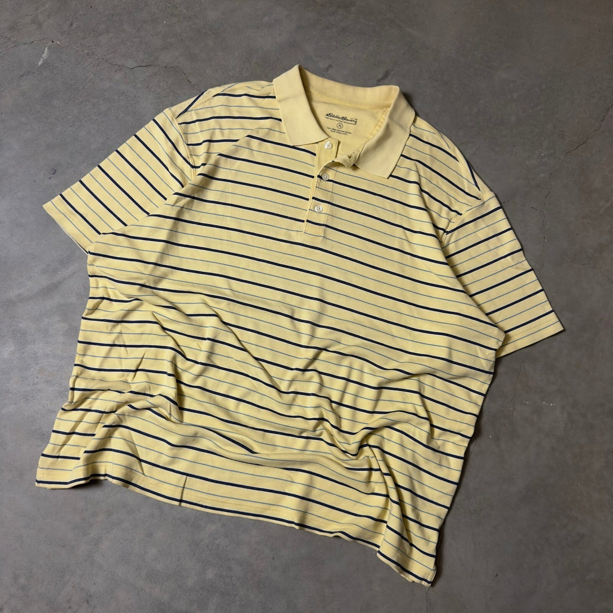 Eddie Bauer Striped Pima Cotton Polo Shirt Mens XL Yellow