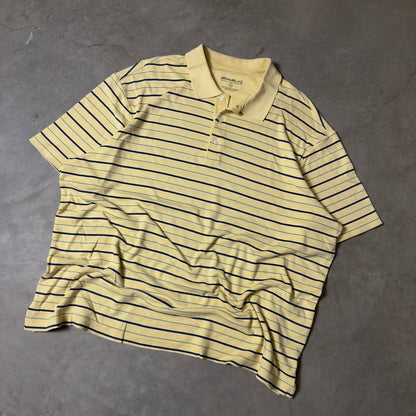 Eddie Bauer Striped Pima Cotton Polo Shirt Mens XL Yellow