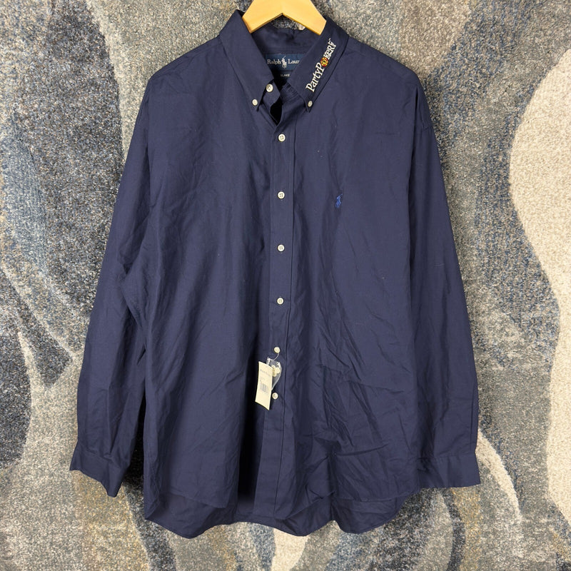 Ralph Lauren Blake Button Down Shirt Mens XL Navy PartyPoker