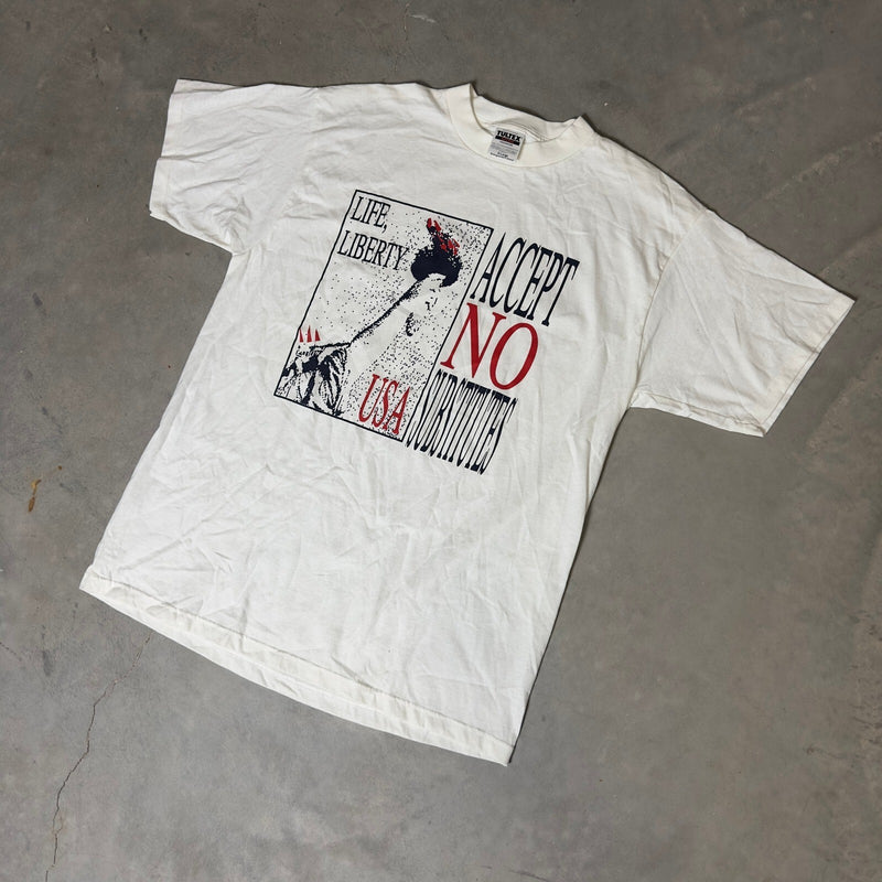 Vintage Tultex Graphic T-Shirt Mens XL White 90s USA Tee