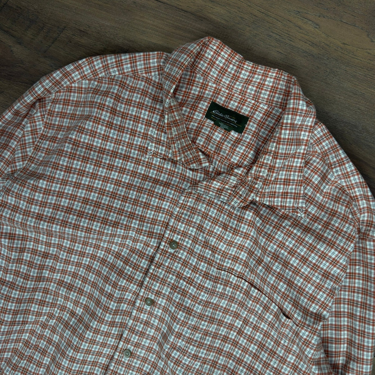 Eddie Bauer Plaid Button Down Shirt Mens XXL Tall Orange