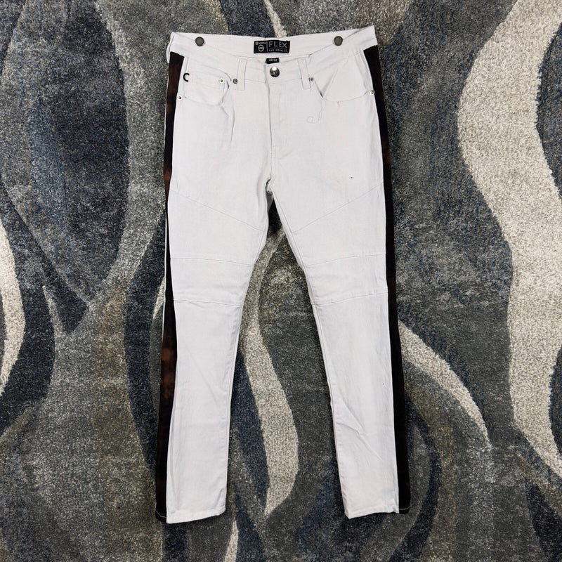 Y2K Southpole Moto Jeans Mens 32x32 White Black Slim Fit