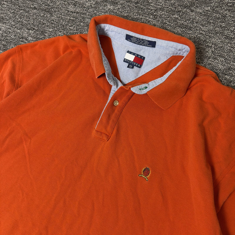 Tommy Hilfiger Polo Mens XXL Orange Crest Logo Preppy