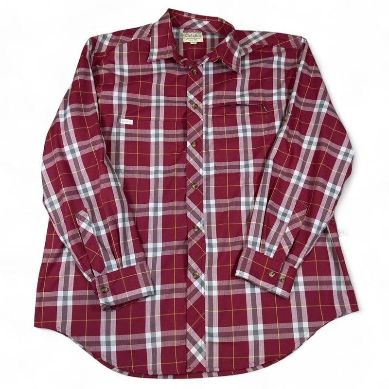 Cabela's Plaid Button Down Shirt Mens XL Burgundy Outdoor