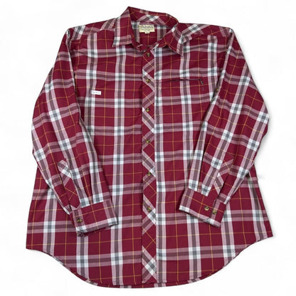 Cabela's Plaid Button Down Shirt Mens XL Burgundy Outdoor