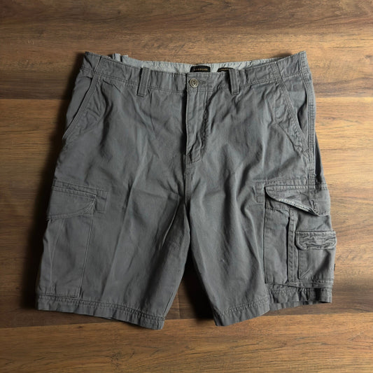 Quiksilver Cargo Shorts Mens 36 Grey Straight Baggy Skater