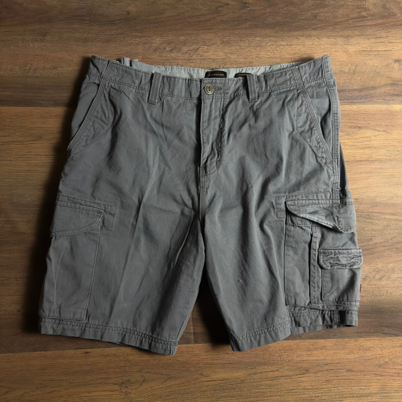 Quiksilver Cargo Shorts Mens 36 Grey Straight Baggy Skater