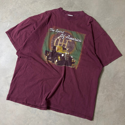 Vintage Tultex Graphic T-Shirt Mens 2XL Maroon Truck 90s Tee