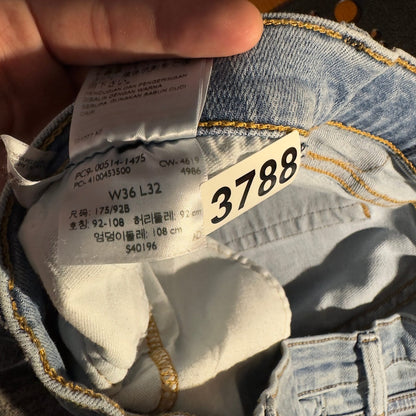 Levi's Straight Leg Jeans Mens 36x32 Light Wash Faded