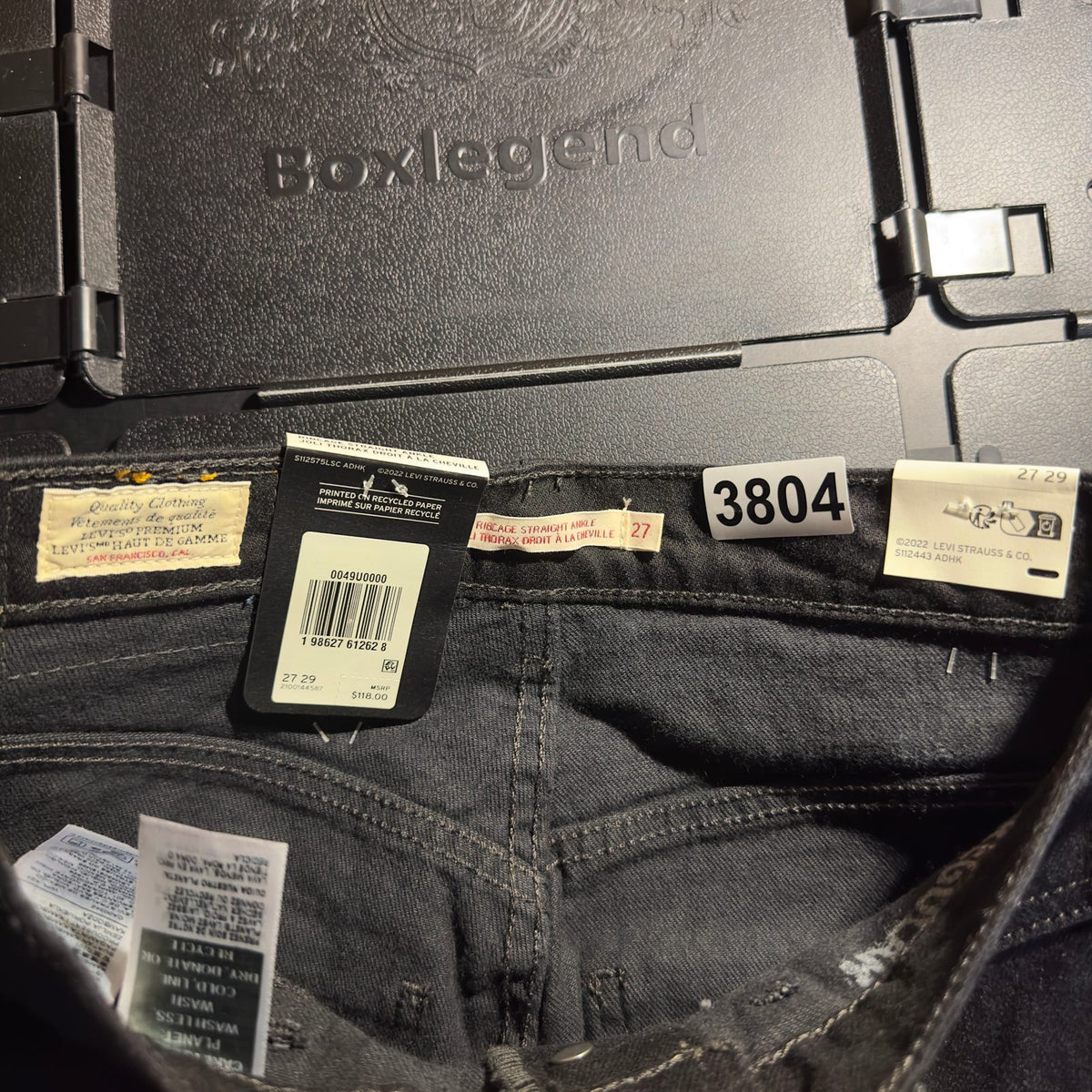 NWT Levis Premium Western Ribcage Straight Jeans SZ 27 Black