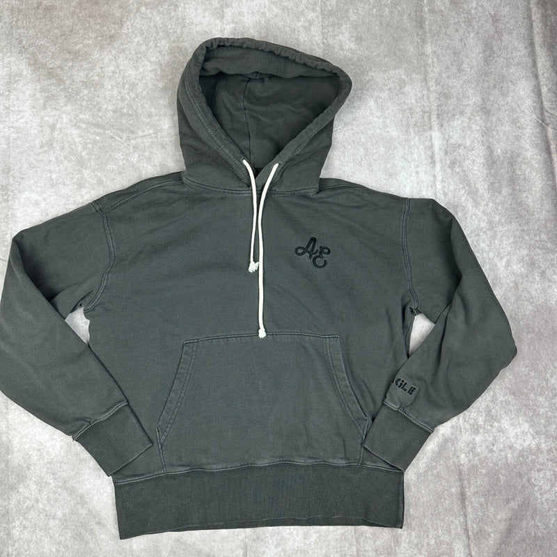American Eagle Relaxed Fit Hoodie XS Washed Black AE Logo