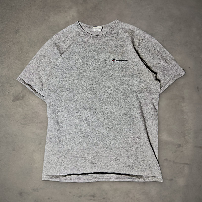 Vintage Champion Tee Mens XL Gray Script Logo Athletic