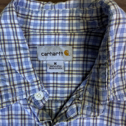 Carhartt Plaid Button Down Shirt Mens M Blue White Yellow