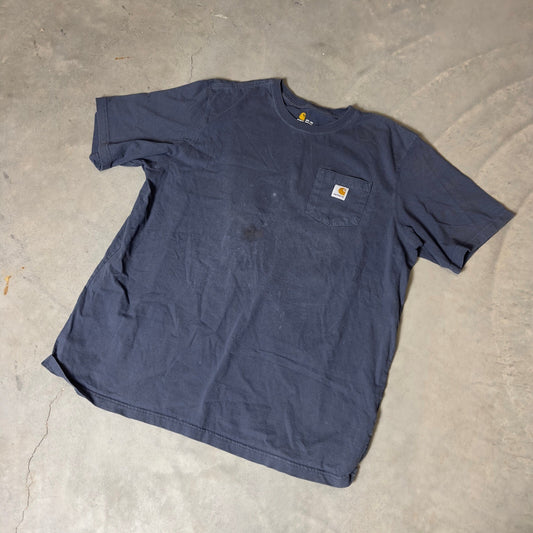 Carhartt Pocket T-Shirt Mens 2XL Tall Navy Blue Graphic