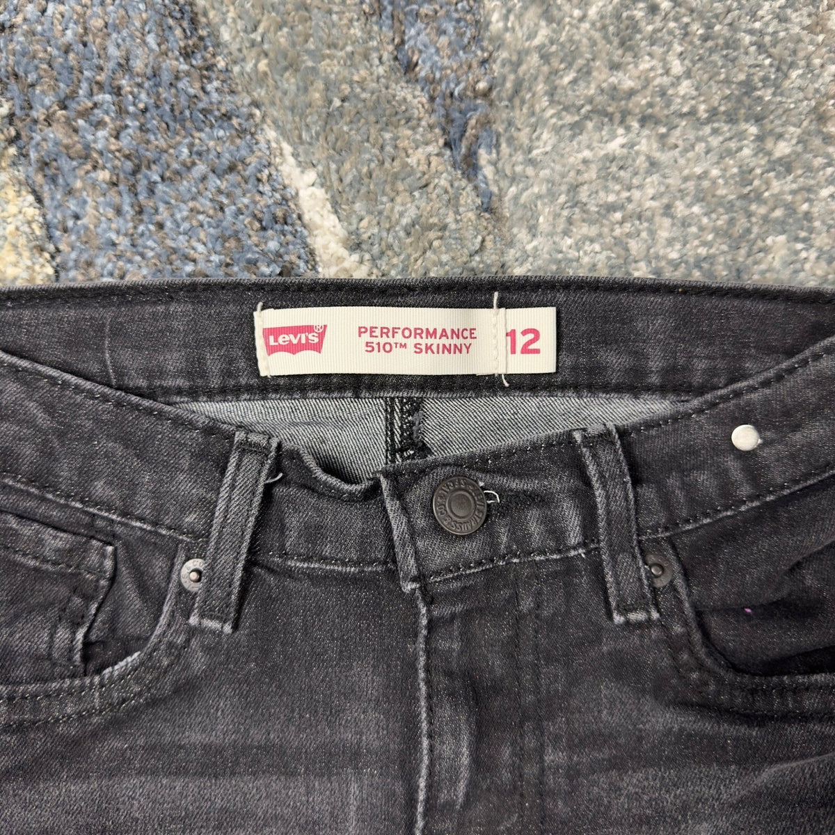 Levis 510 Skinny Jeans Womens 12 Black Faded Stretch Grunge