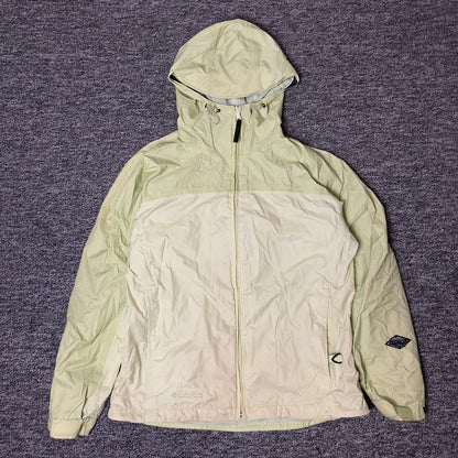Columbia Hooded Windbreaker Jacket Womens L Yellow