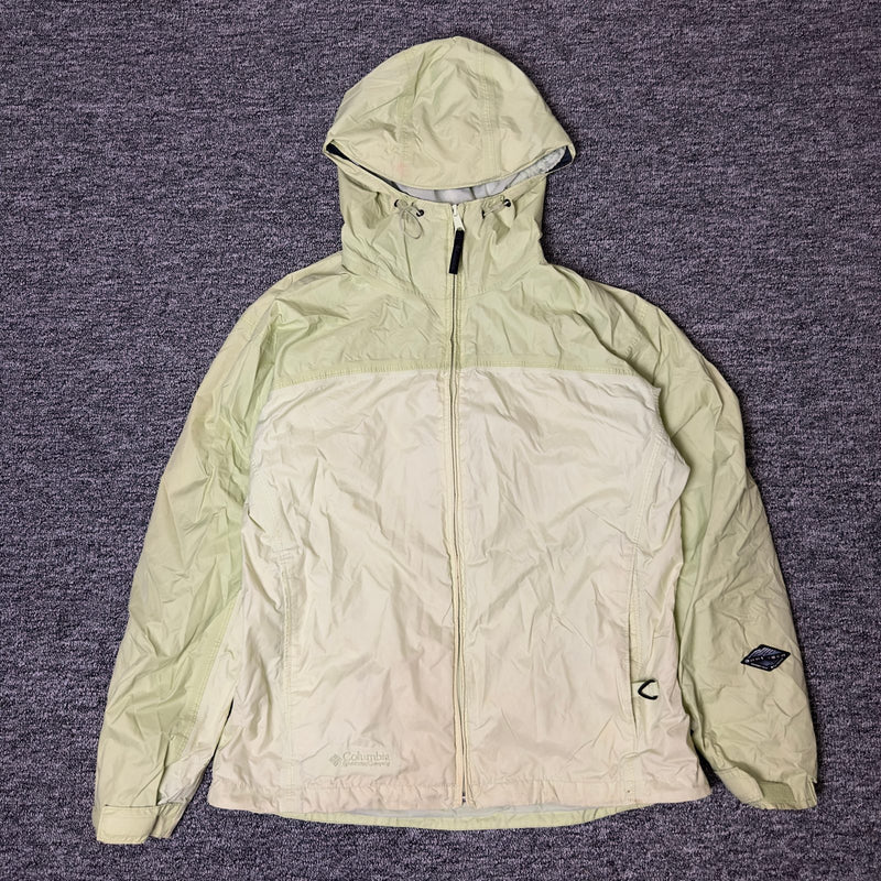 Columbia Hooded Windbreaker Jacket Womens L Yellow