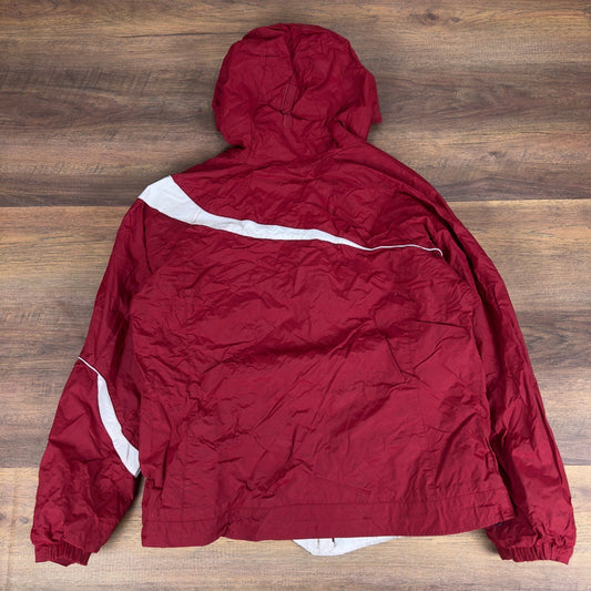 Columbia Womens XL Red White Hooded Windbreaker Jacket Vintage Y2K Full Zip
