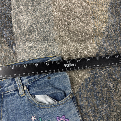 Vintage Floral Embroidered Bootcut Jeans Womens 27x31 Boho