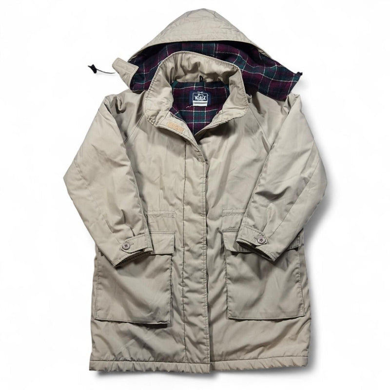 Vintage Woolrich Parka Womens Large Beige Plaid Lined
