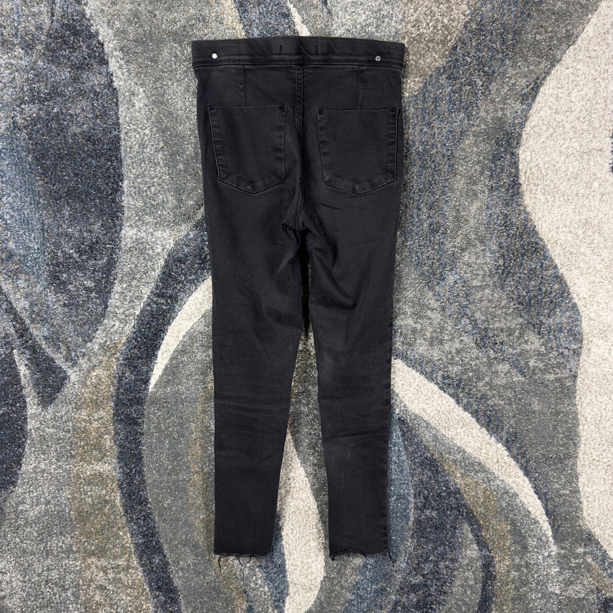 Free People High Rise Skinny Jeans Womens 25 Black Raw Hem