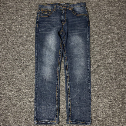 True Luck Mens Jeans 32x32 Dark Wash Western Straight Y2K