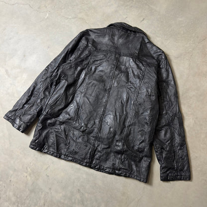 Vintage Tudor Court Patchwork Leather Jacket Womens XL Black Grunge Streetwear
