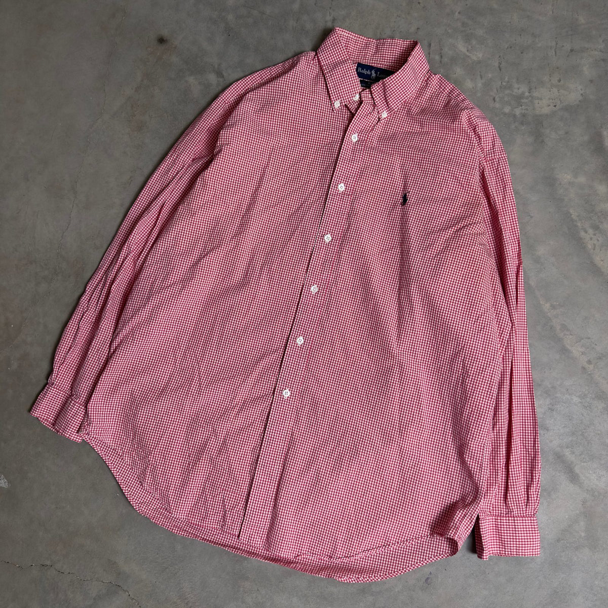 Ralph Lauren Blaire Gingham Shirt Mens L Pink