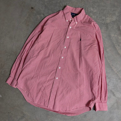Ralph Lauren Blaire Gingham Shirt Mens L Pink