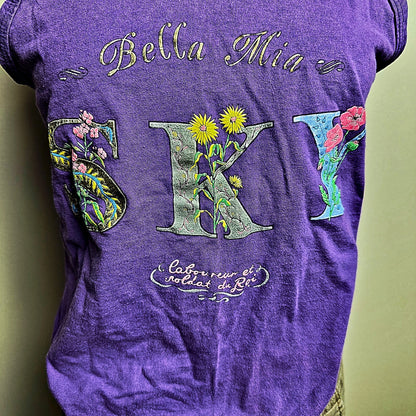 Vintage Anvil Bella Mia Floral Graphic Tank Womens M Purple