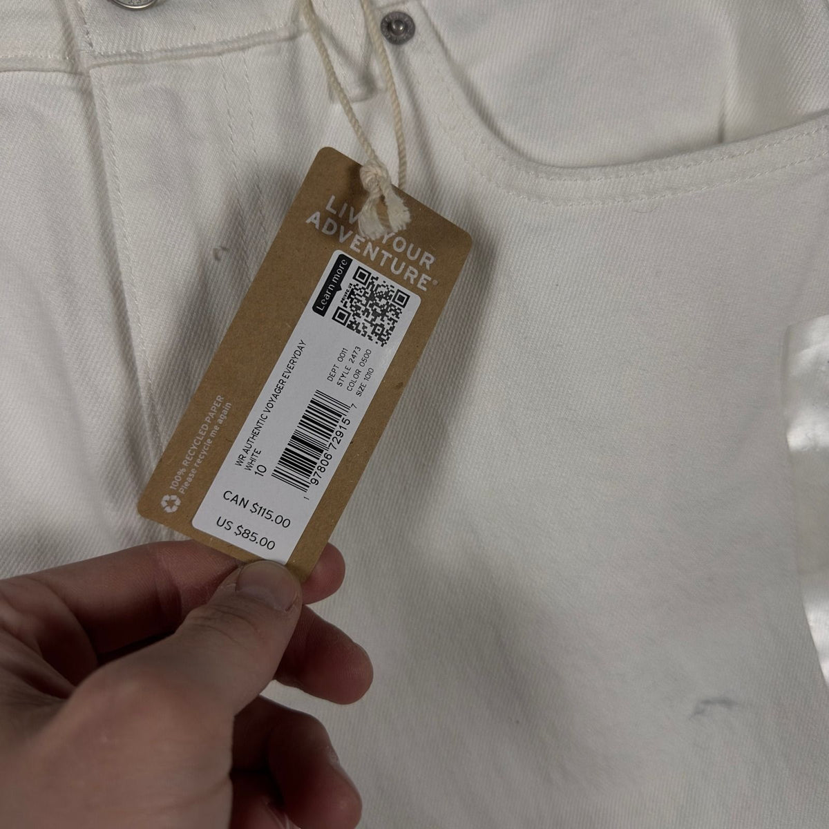 NWT Eddie Bauer Voyager Straight Crop Jeans Womens 10 White