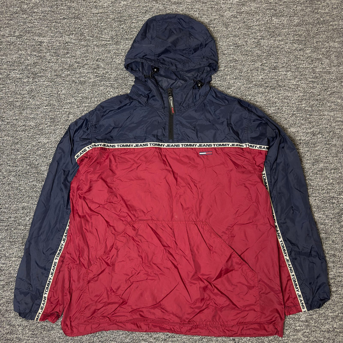 Tommy Jeans Half Zip Anorak Jacket Mens L Navy Red