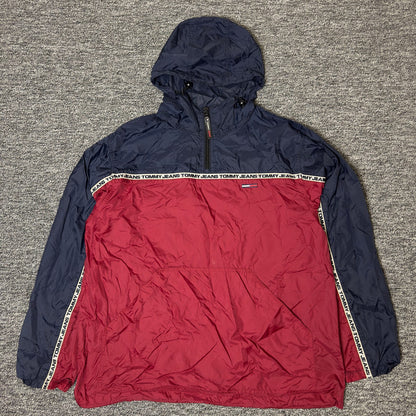 Tommy Jeans Half Zip Anorak Jacket Mens L Navy Red