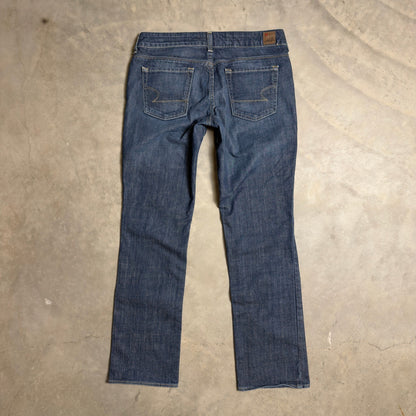 Y2K American Eagle 77 Straight Jeans Womens 6 Blue Low Rise