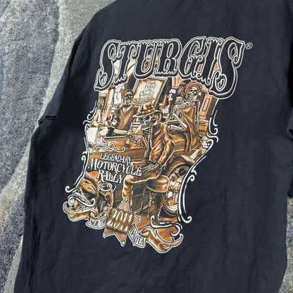 Y2K Sturgis 2011 Rally T-Shirt Mens XL Black Skeleton Biker