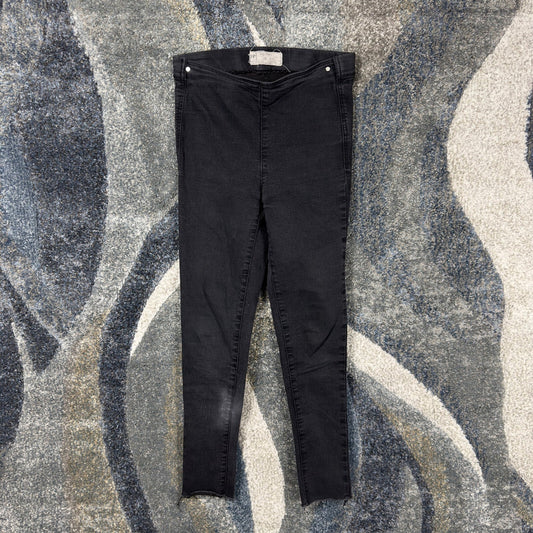 Free People High Rise Skinny Jeans Womens 25 Black Raw Hem