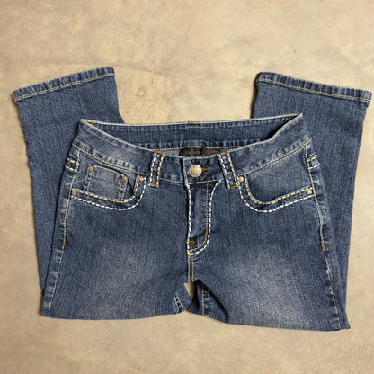 Y2K V.S.H. Jeans Capri Pants Womens 4 Blue Contrast Stitch