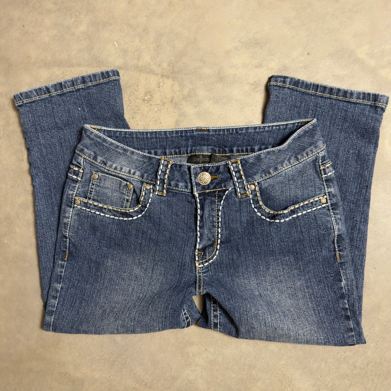 Y2K V.S.H. Jeans Capri Pants Womens 4 Blue Contrast Stitch