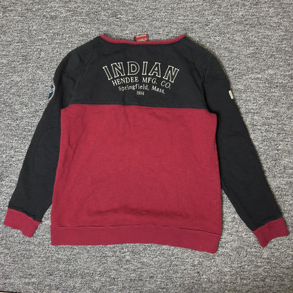 Indian Motorcycle Colorblock V-Neck Top Burgundy Black M