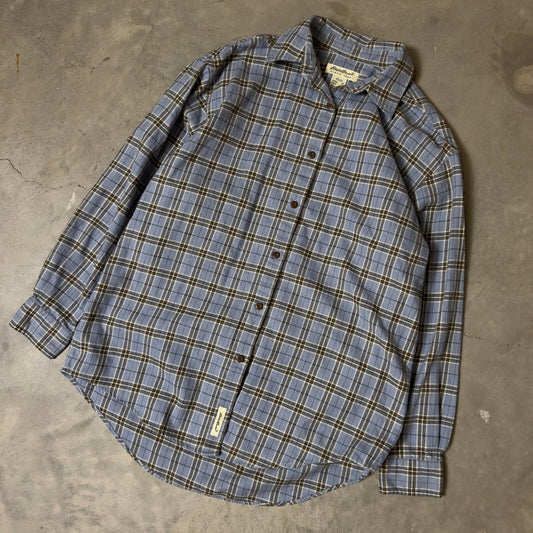 Vintage Eddie Bauer Flannel Shirt Womens M Blue Plaid Gorpcore Heritage 90s